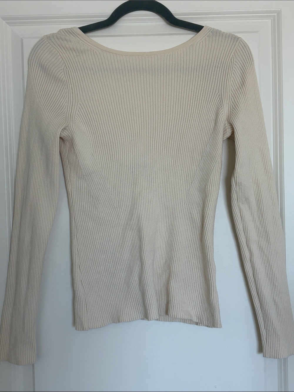 Scoop back ribbed sweater